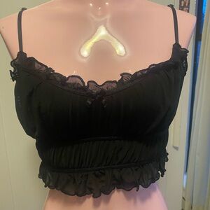 Garage Black Ruffled Crop Top